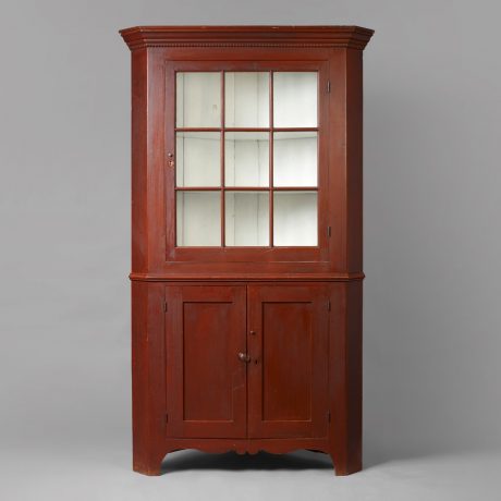 Federal Red-Painted Corner Cupboard